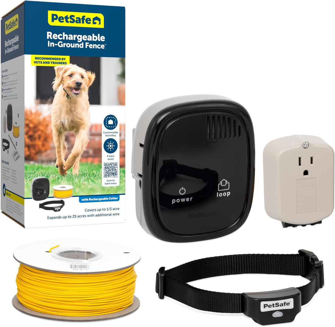 Petsafe Rechargeable In-Ground Pet Fence for Dogs Over 5lbs, Waterproof Collar with Tone & Static Correction
