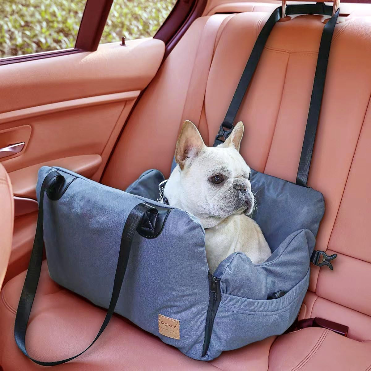 Detachable Dog Car Seat for Puppies, Equipped with Storage Bag & Safety Belt, Airbag Protection, Washable Travel Seat