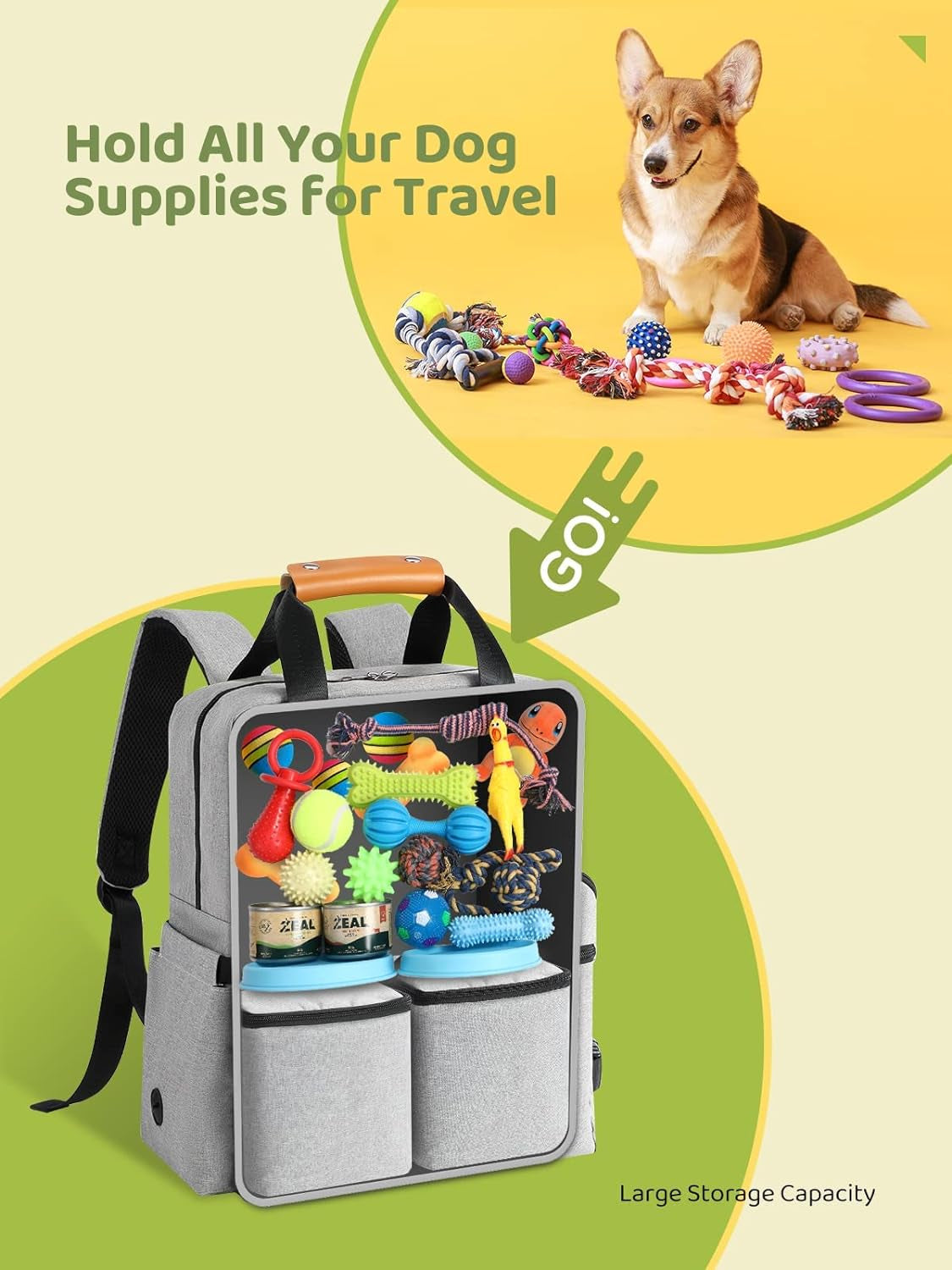 Dog Travel Organizer Backpack: Airline Approved, 25L with Food Containers & Foldable Bowls