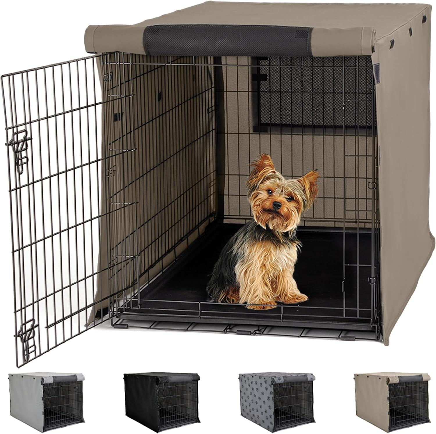 Gorilla Grip Heavy Duty Dog Crate Cover - Privacy Cover with Mesh Windows, Fits 30" Wire Crates, Washable, Paw Design