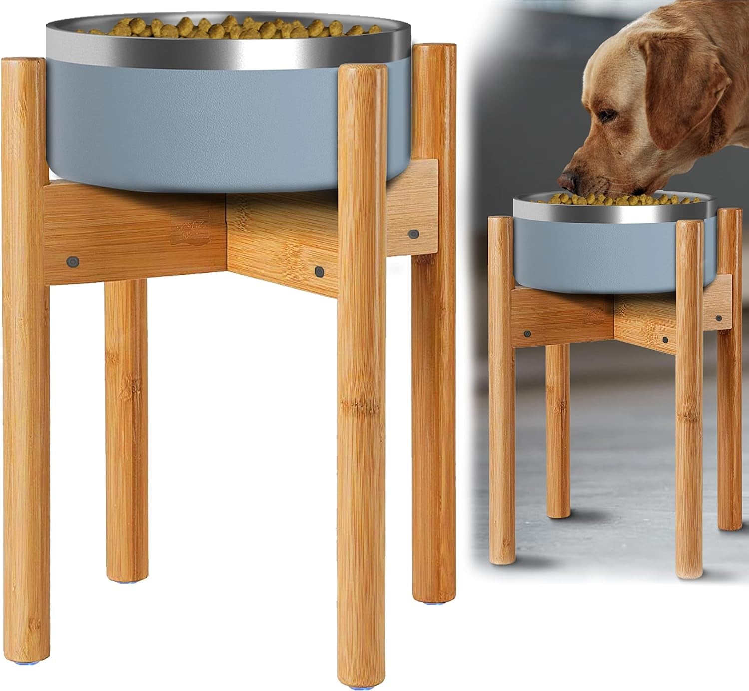 Elevated Dog Bowl Stand, Multi-Height Options, Raises Food & Water Dishes for Large Dogs