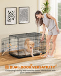 Yaheetech Double Door Collapsible Dog Crate - Portable Metal Crate with Divider and Removable Tray for Large Dogs