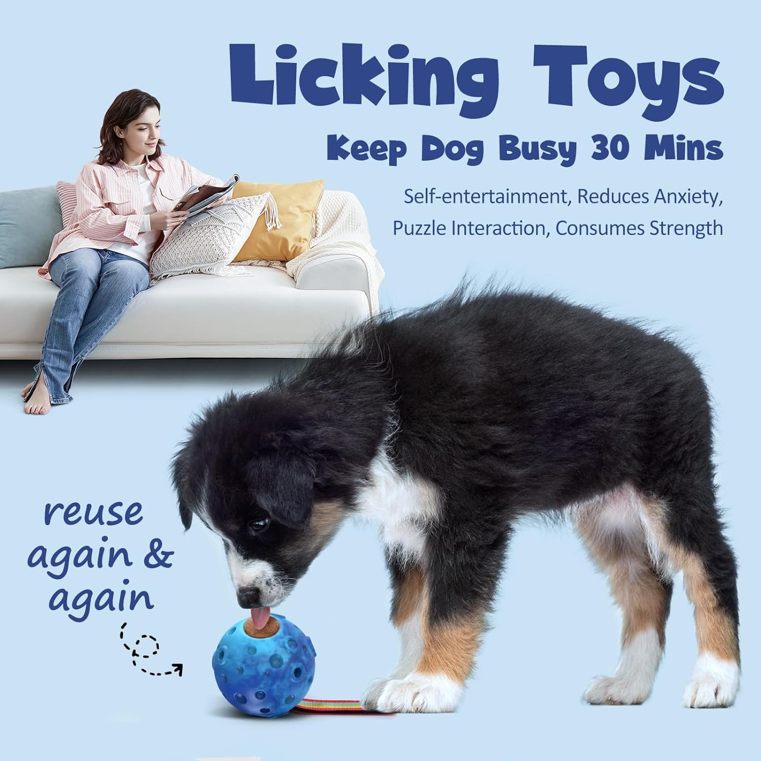 Interactive Treat Dispensing Dog Toy, Freezable, Reduces Anxiety, Easy-Clean Design