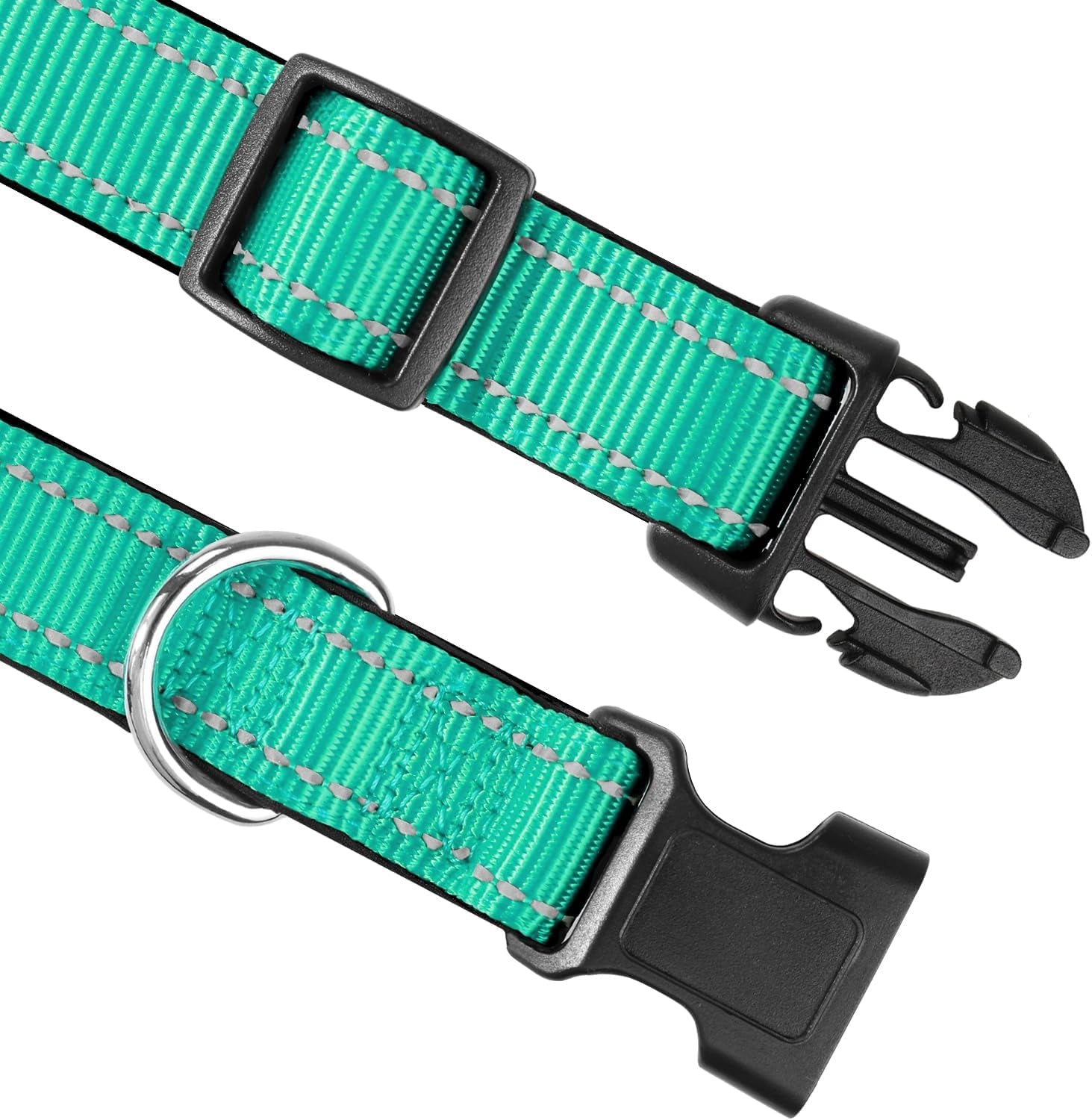 Joytale Large Reflective Dog Collar: Soft Neoprene Padded, Breathable Nylon, Adjustable, Teal