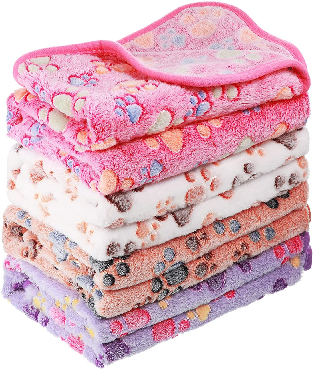 4-Piece Pet Blanket Set - Paw Print Fleece Blankets for Small & Medium Dogs, Guinea Pigs & Small Animals