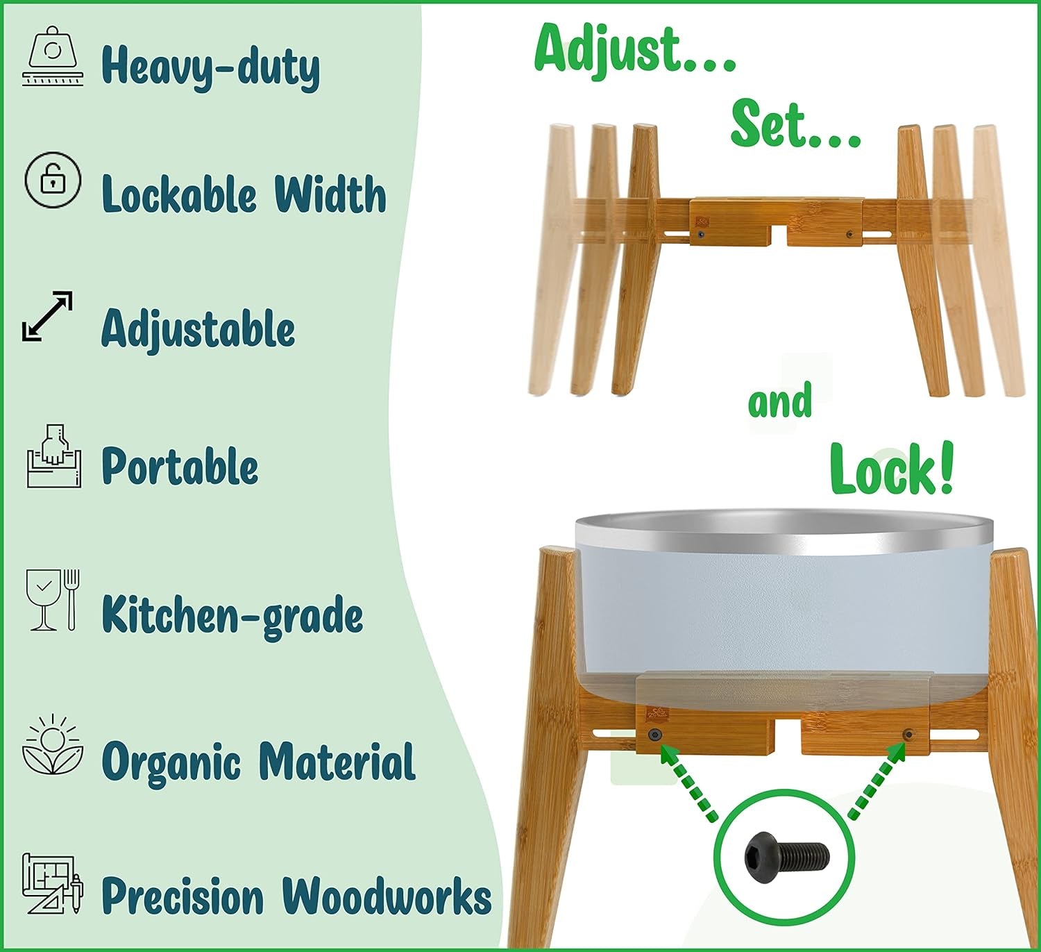 Elevated Dog Bowl Stand, Multi-Height Options, Raises Food & Water Dishes for Large Dogs