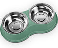 Double Dog Bowls - Stainless Steel, Non-Slip Resin Station, for Puppies, Medium Dogs