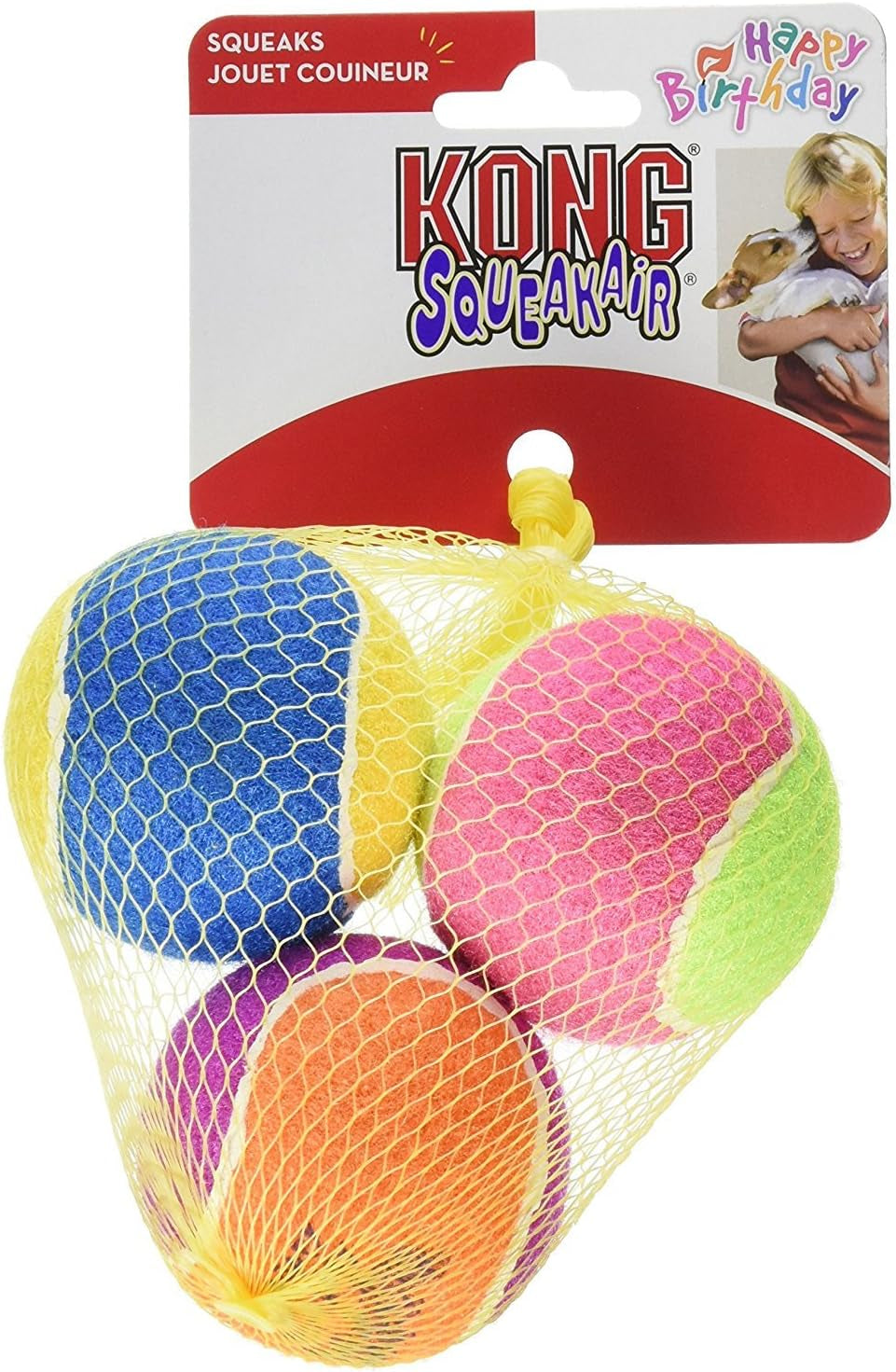 KONG Air Dog Squeakair Birthday Balls – Medium, 6-Pack Dog Toy, Fun & Durable Fetch Balls, Assorted Colors