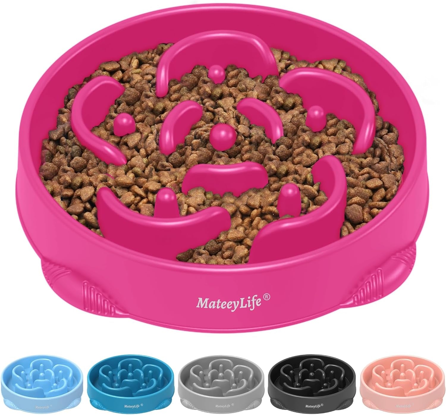 Mateeylife 1 or 2 Pieces, Slow Feeder Dog Bowls: Anti-Choking Puzzle Bowls - Various Colors