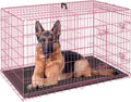 FDW Folding Metal Dog Crate with Double Door, Divider Panel & Leak-Proof Tray - Portable Kennel for Large Dogs,