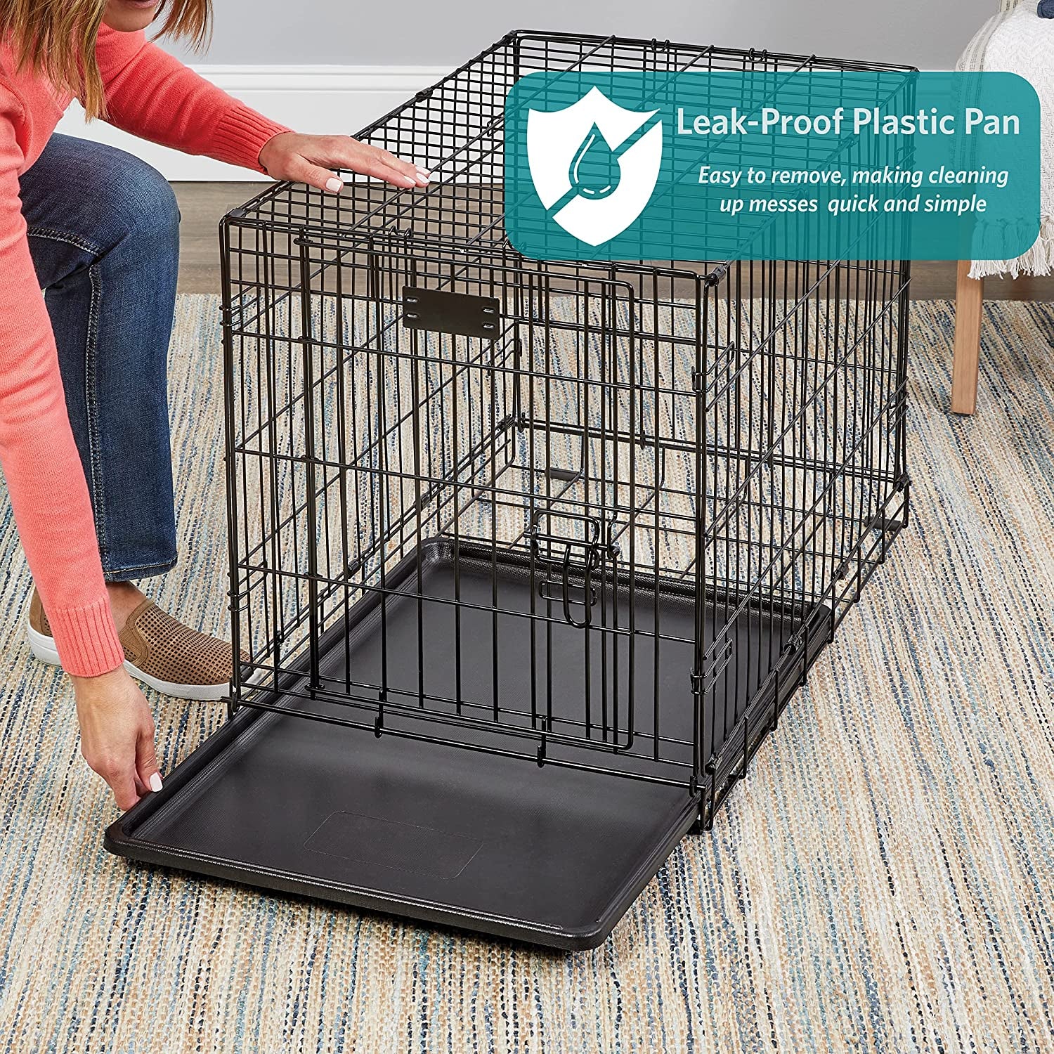 Midwest Double Door Enhanced Crate – Various-Sized Dog Crate with Leak-Proof Pan, Divider Panel, Patented Features, and Floor-Protecting Feet