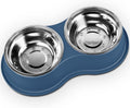 Double Dog Bowls - Stainless Steel, Non-Slip Resin Station, for Puppies, Medium Dogs