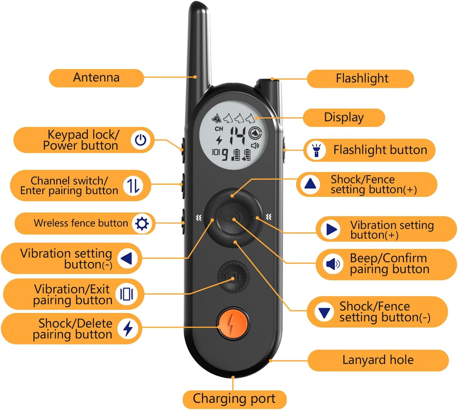Wireless Dog Fence with 3500FT Range – 6100FT Remote Training Collar, Rechargeable & Waterproof, Vibrate/Beep/Shock Modes for All Dogs, IPX7 Waterproof