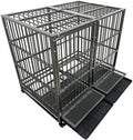 Heavy-Duty Indestructible Dog Crate – Escape-Proof Cage with Removable Trays, Wheels, Double Door, XL Size for Large Dogs