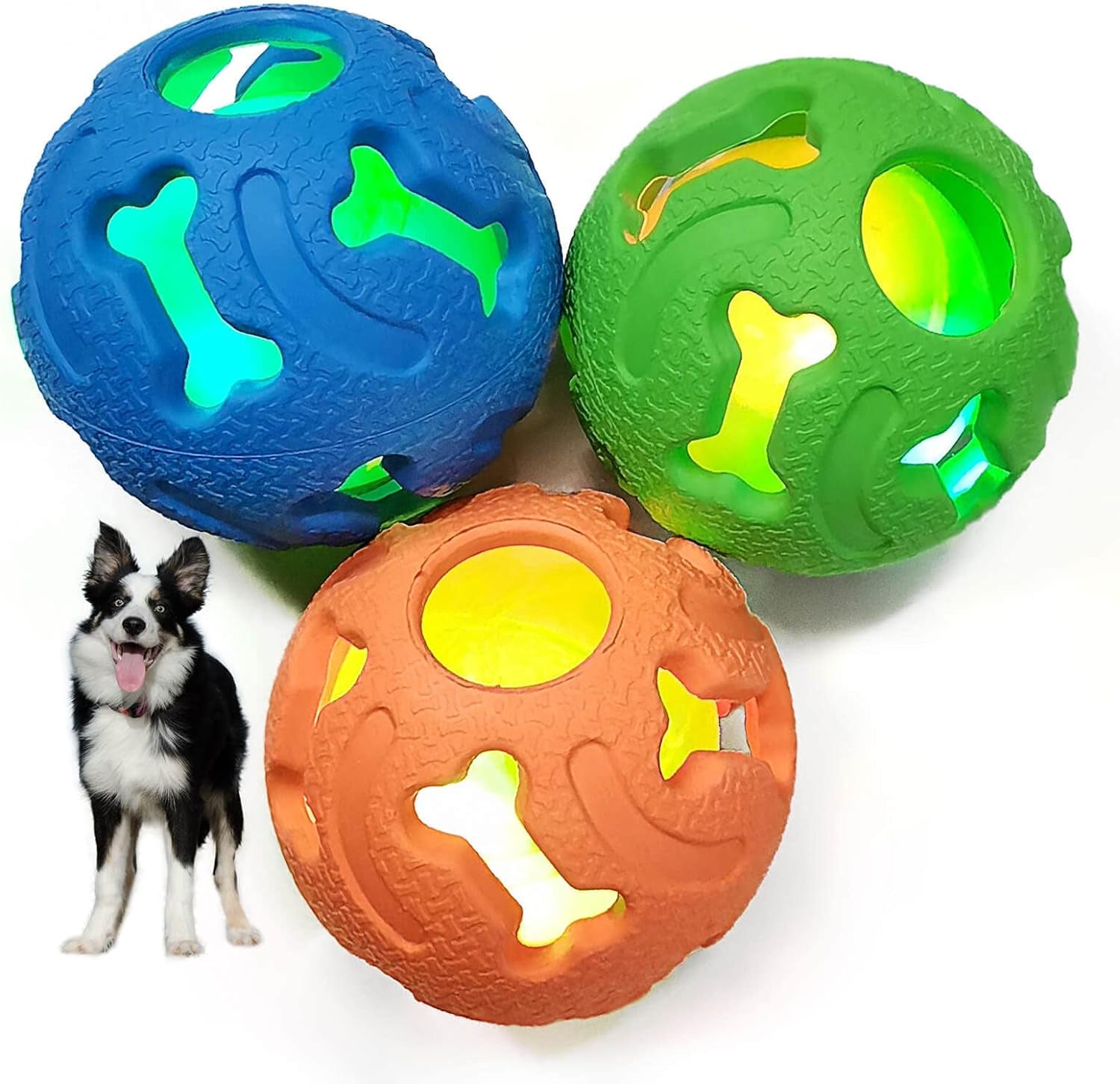 Leejec Squeaky Dog Toy Balls – Rubber Fetch & Chew Toys for Large & Medium Dogs, Durable Interactive Training Balls