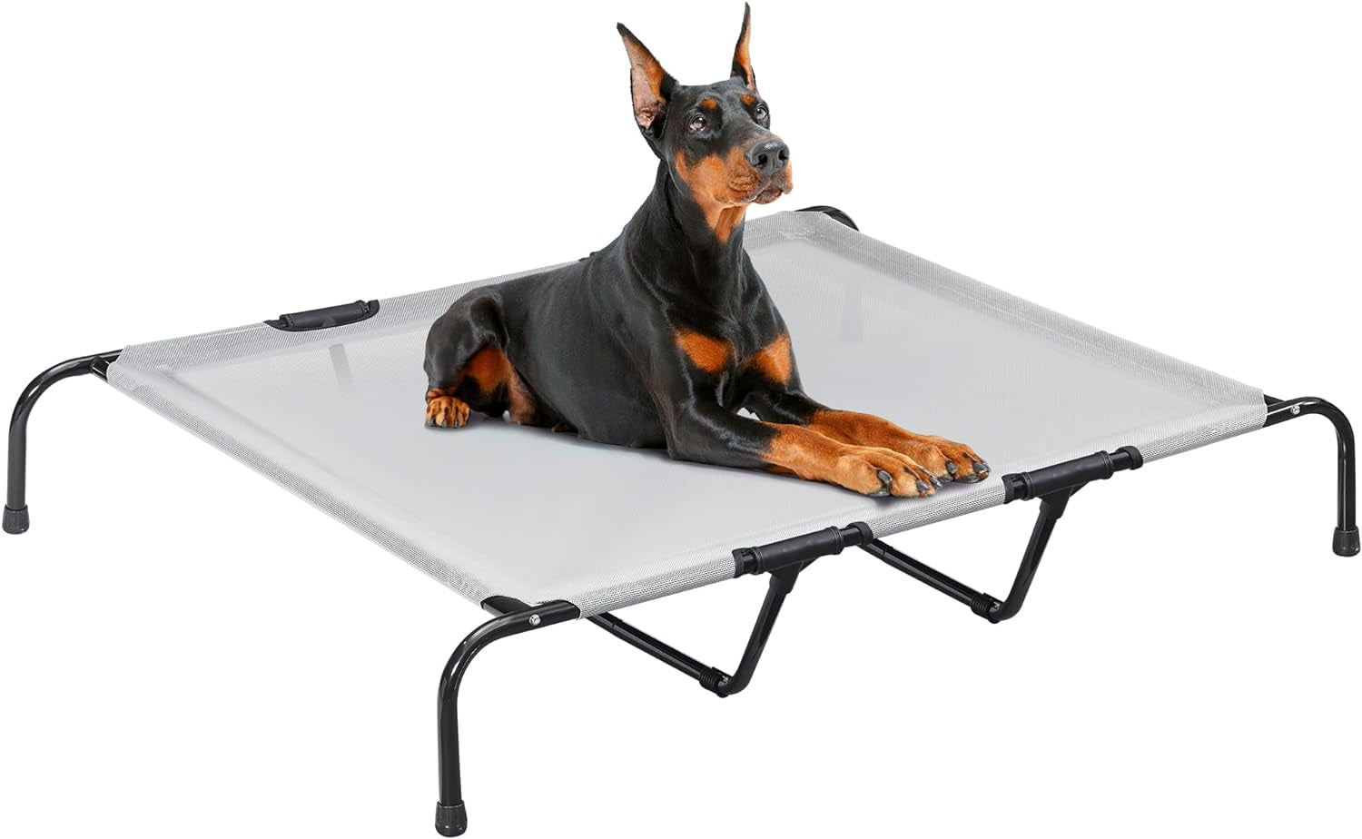 PRAISUN XL Outdoor Elevated Dog Cot with Mesh, Cooling, Portable - Dark Gray