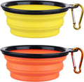 2-Pack Collapsible Dog Bowls with Carabiners: Small, Portable, Blue+Green for Travel