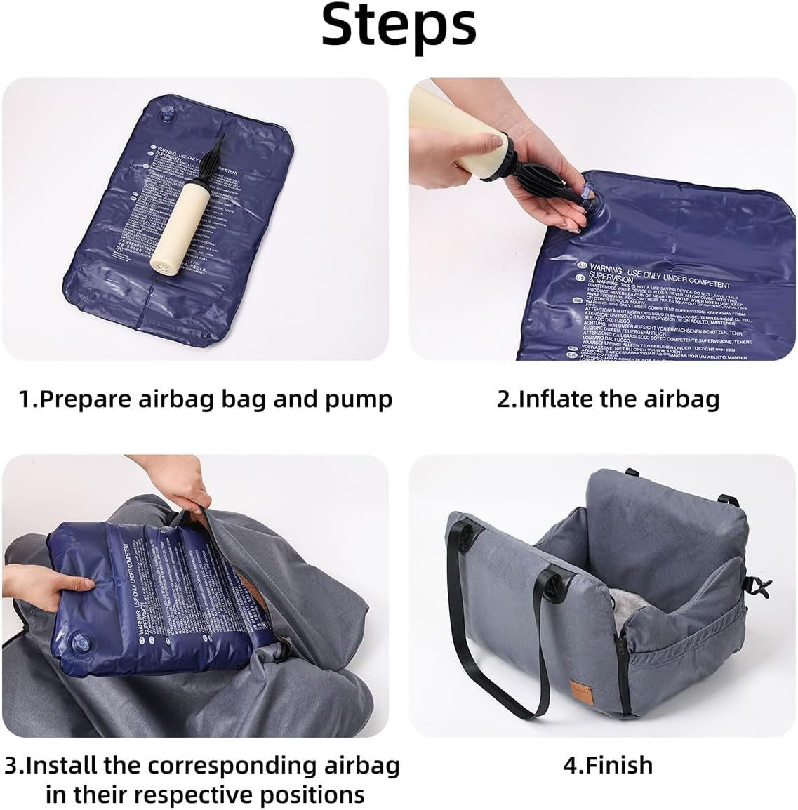 Detachable Dog Car Seat for Puppies, Equipped with Storage Bag & Safety Belt, Airbag Protection, Washable Travel Seat