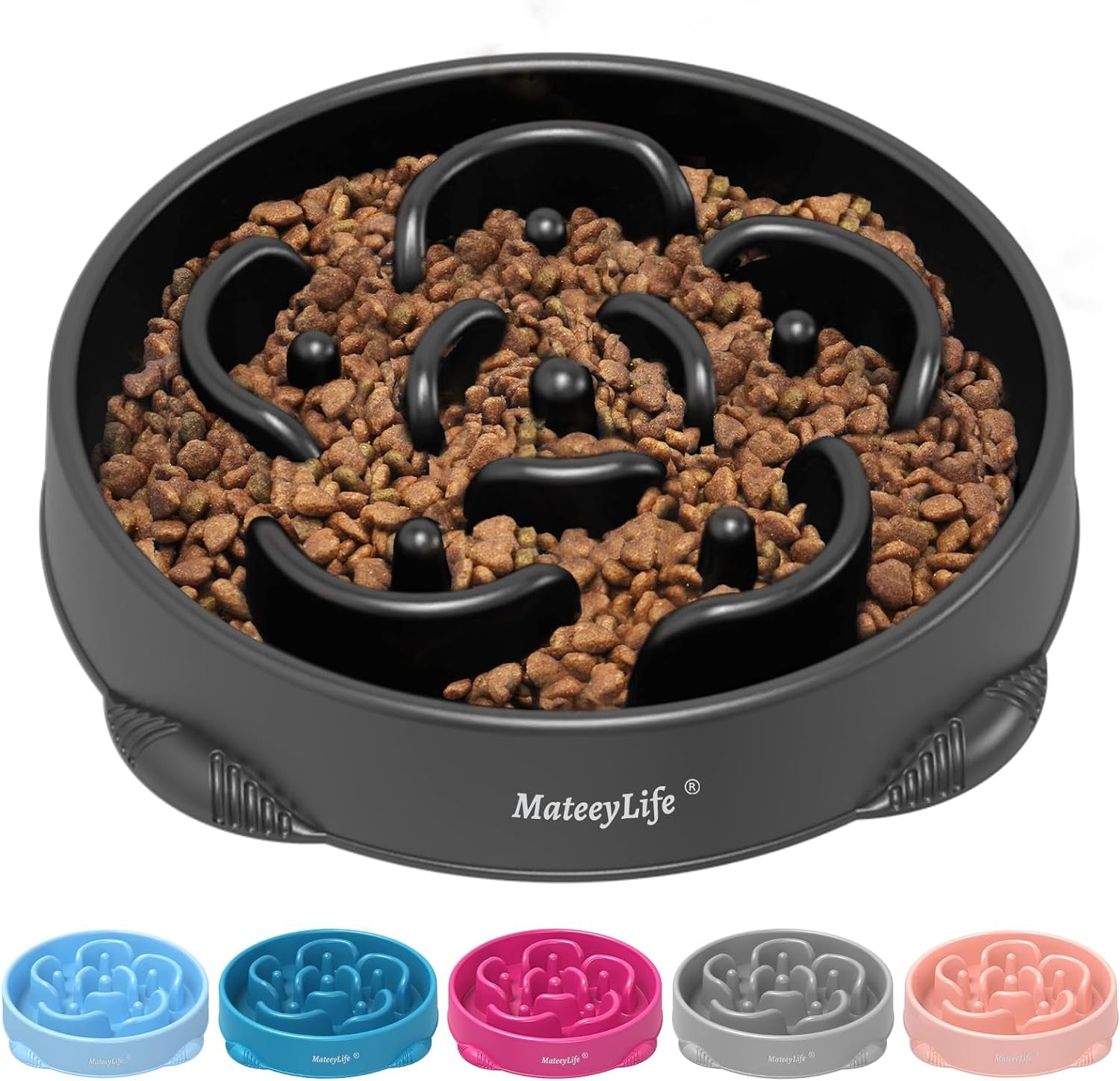 Mateeylife 1 or 2 Pieces, Slow Feeder Dog Bowls: Anti-Choking Puzzle Bowls - Various Colors