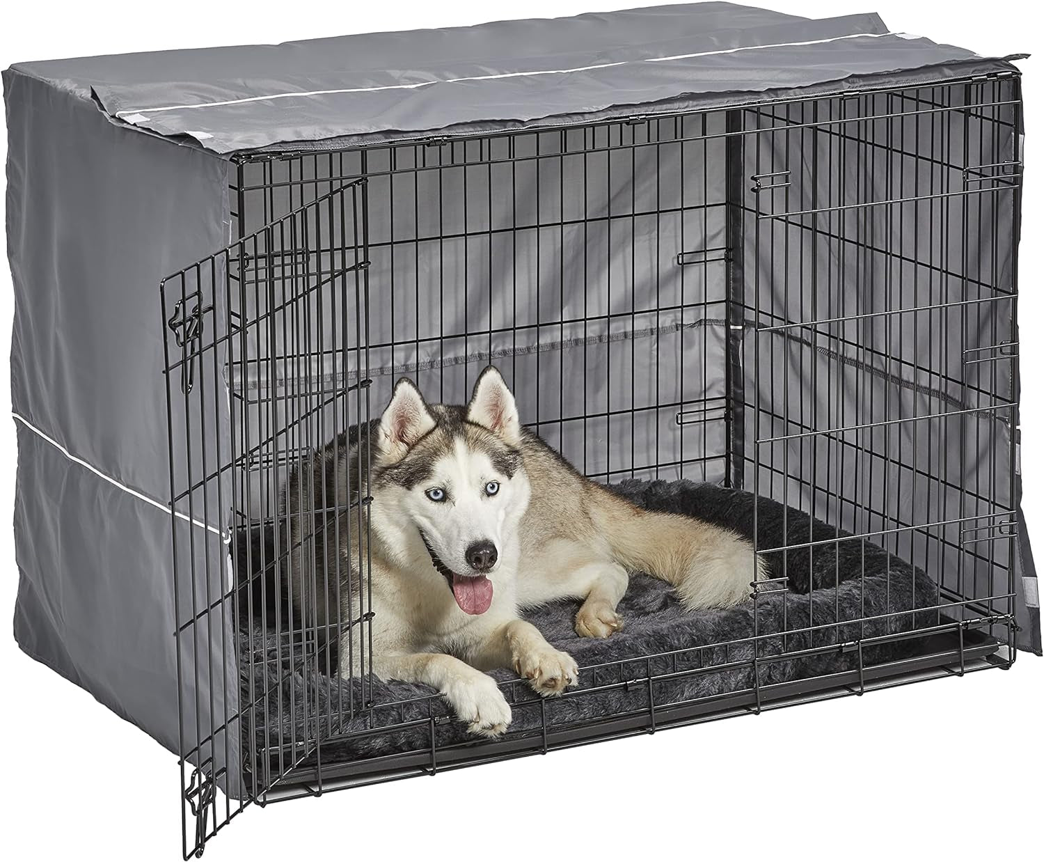 New World 30-Inch Dog Crate Comfort Kit - Matching Dog Bed & Crate Cover - Fits Midwest & New World Crates, Gray