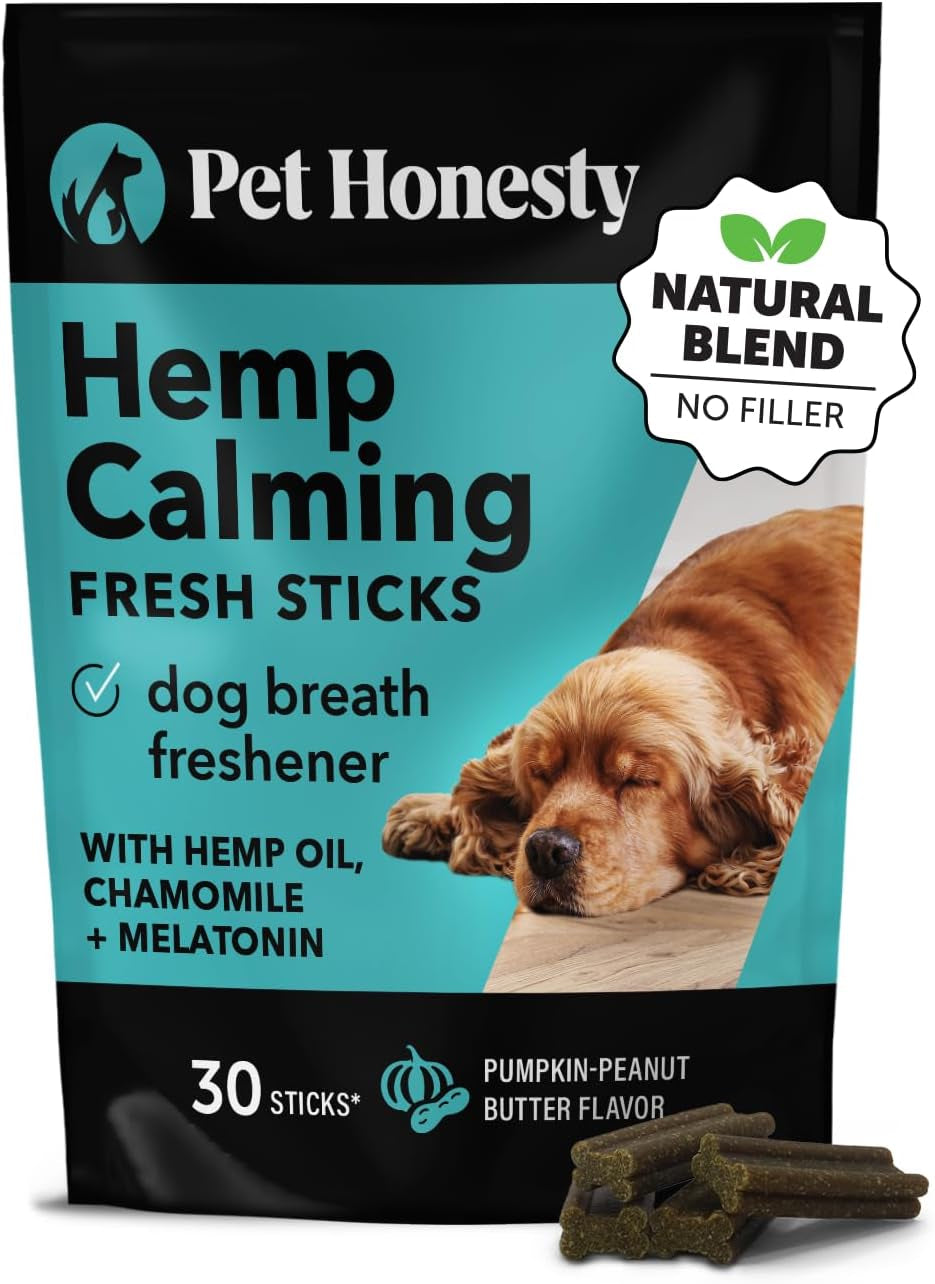 Pet Honesty Hemp Calming Chews for Dogs - Max Strength Anxiety Relief with Hemp, Valerian Root & Melatonin