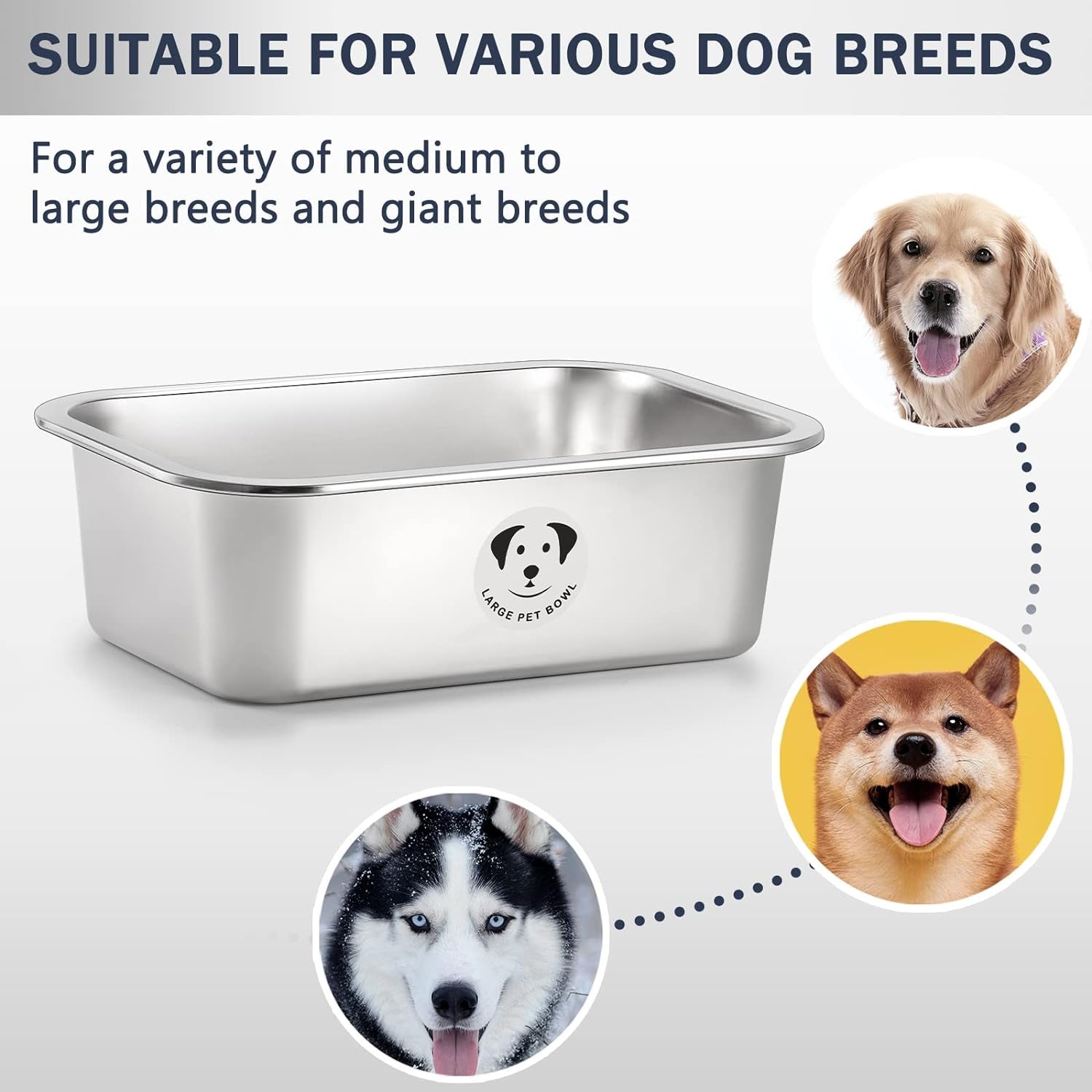 Large Stainless Steel Dog Bowls - High Capacity 1.25 Gallons for Large to X-Large Dogs