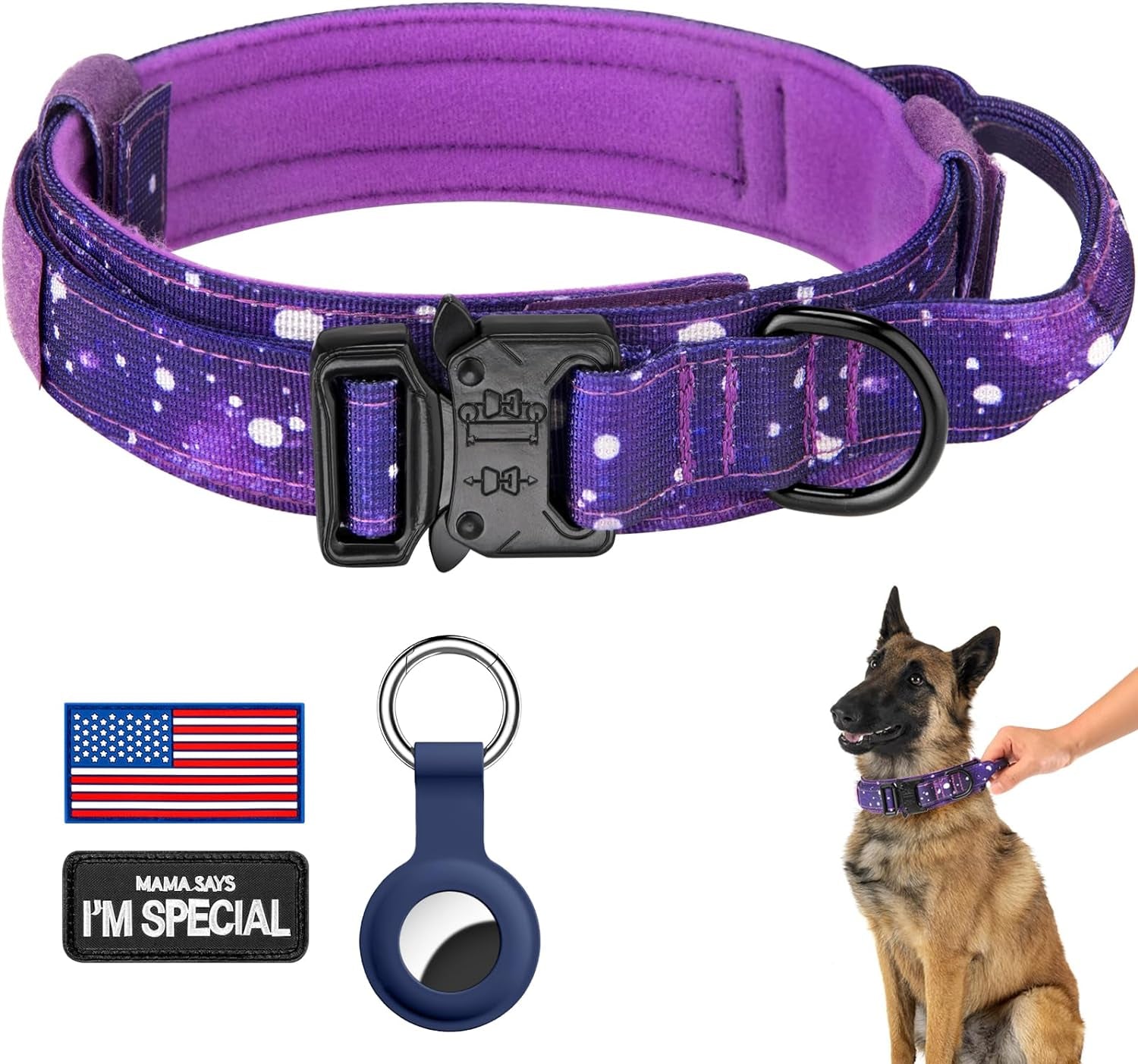 DAGANXI Tactical Dog Collar - Adjustable Military Training Collar with Handle and Metal Buckle for Medium/Large Dogs