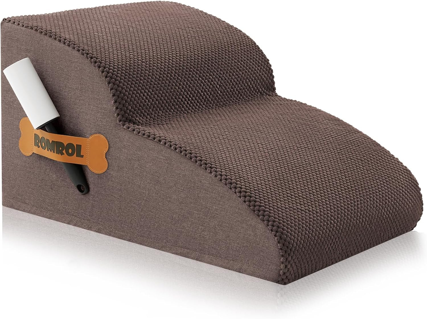 Romrol 4-Tier Dog Stairs: Non-Slip, Waterproof Fabric Cover, Ramp for Pets with Joint Issues, Grey