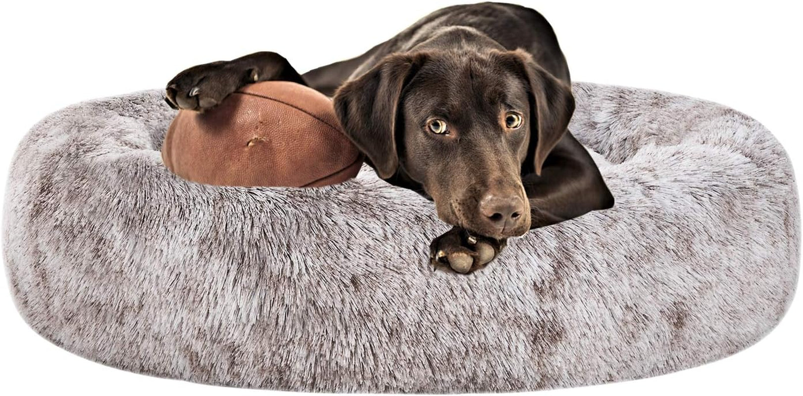 Coohom Oval Donut Cuddler Dog Bed 36", Shag Faux Fur, Washable - for Small & Medium Breeds