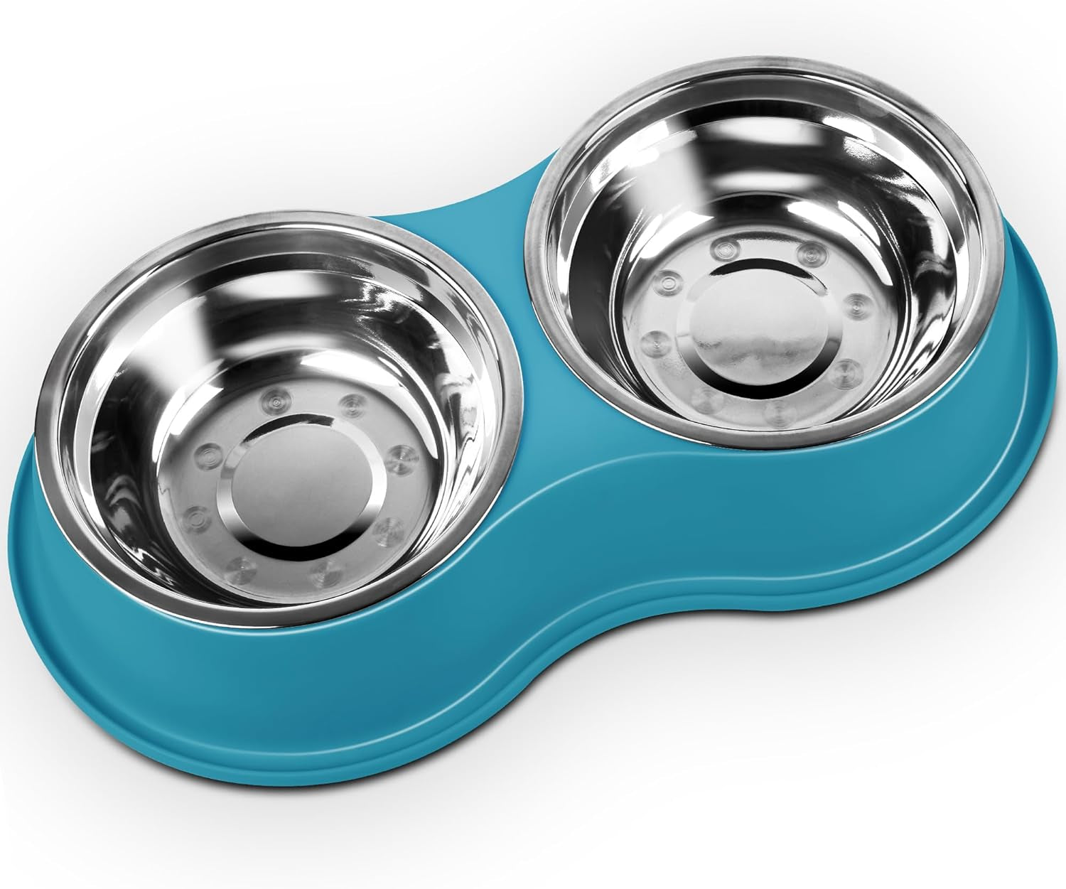 Double Dog Bowls - Stainless Steel, Non-Slip Resin Station, for Puppies, Medium Dogs