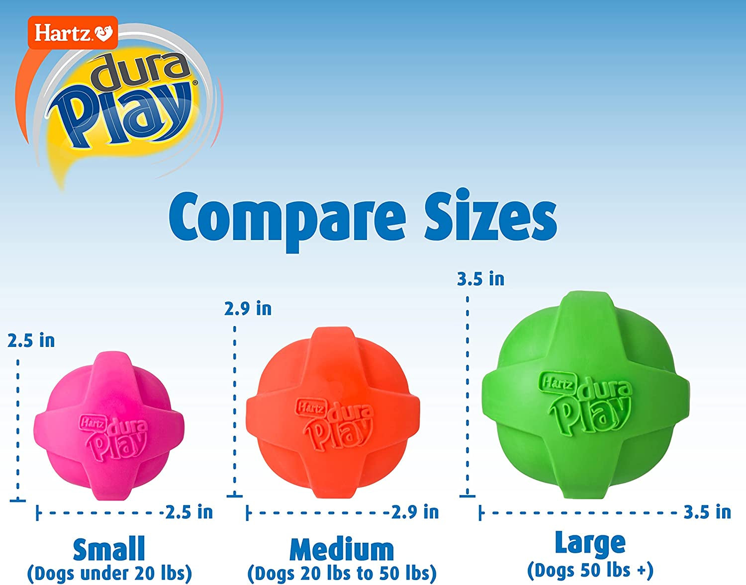 Hartz Dura Play 3-Pack Squeak Ball Toy for Small Breeds: Bacon Scented