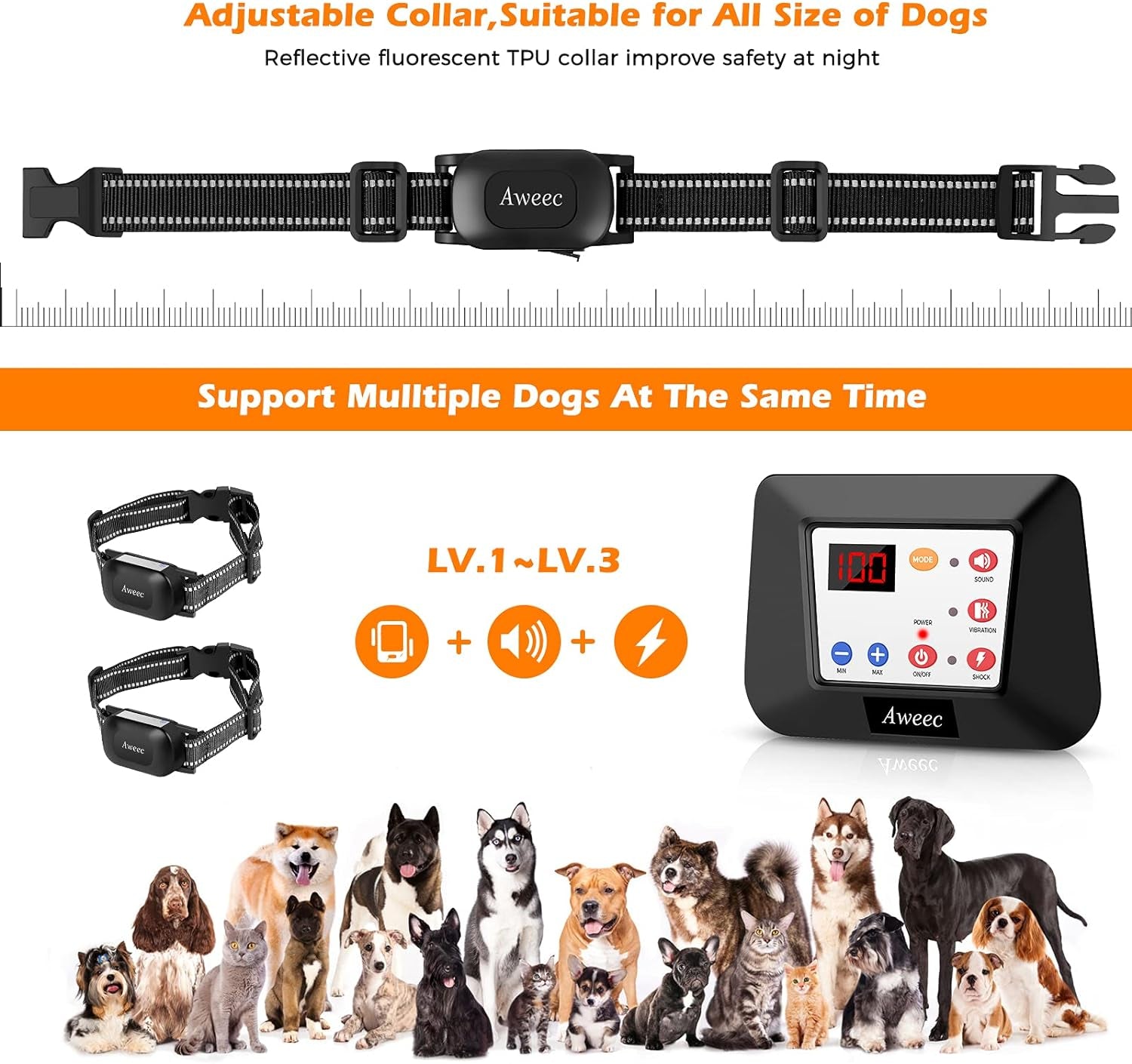 Wireless Dog Fence & Training Collar, 2-In-1 Containment System with Remote, Safe & Harmless Electric Boundary