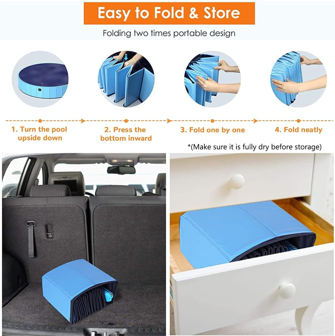 Portable Foldable Dog Pool, PVC, Suitable for Indoor & Outdoor Use, 32"x8"