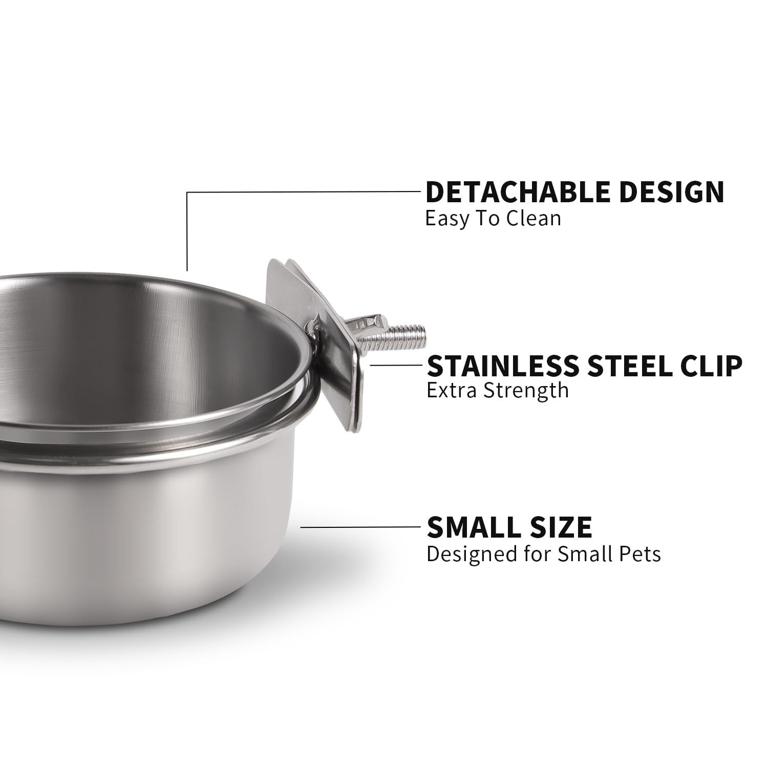 Removable Hanging Dog Food Bowls – 2-Pack Stainless Steel Crate Bowls for Small Dogs, Durable, Easy to Clean & Install Feeder Dishes