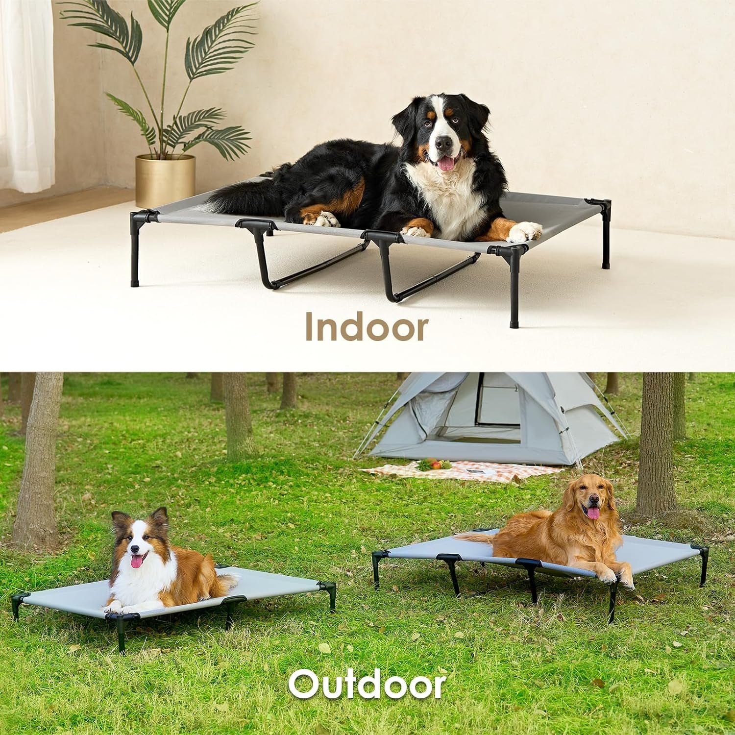 EHEYCIGA 50" XL Elevated Dog Cot: Washable, Cooling Mesh, Lifted Hammock, Anti-Slip Feet