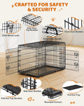 Yaheetech Double Door Collapsible Dog Crate - Portable Metal Crate with Divider and Removable Tray for Large Dogs