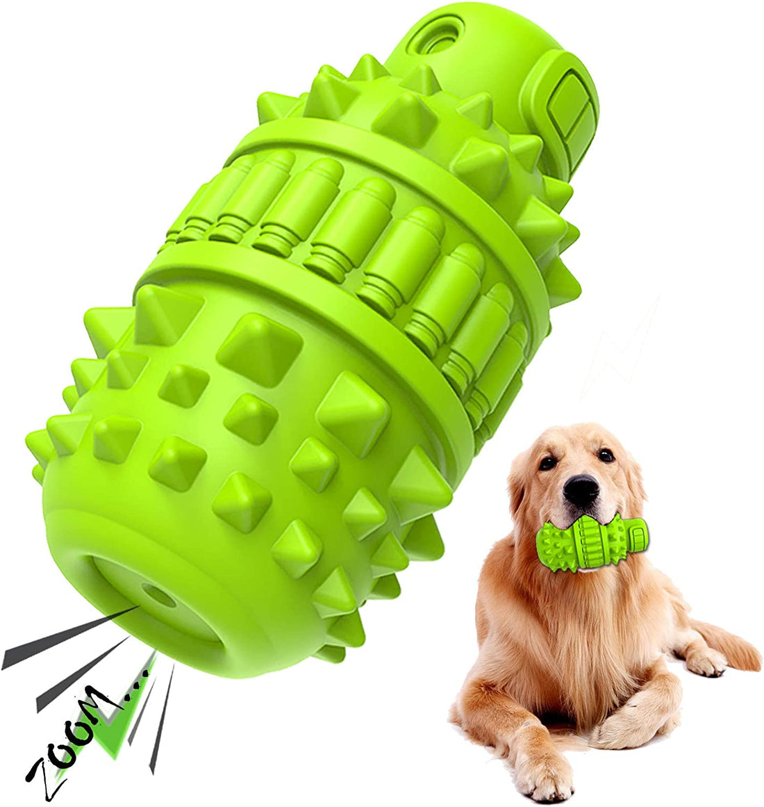 Durable Natural Rubber Dog Toy: Squeaky, for Aggressive Chewers, Large, Green