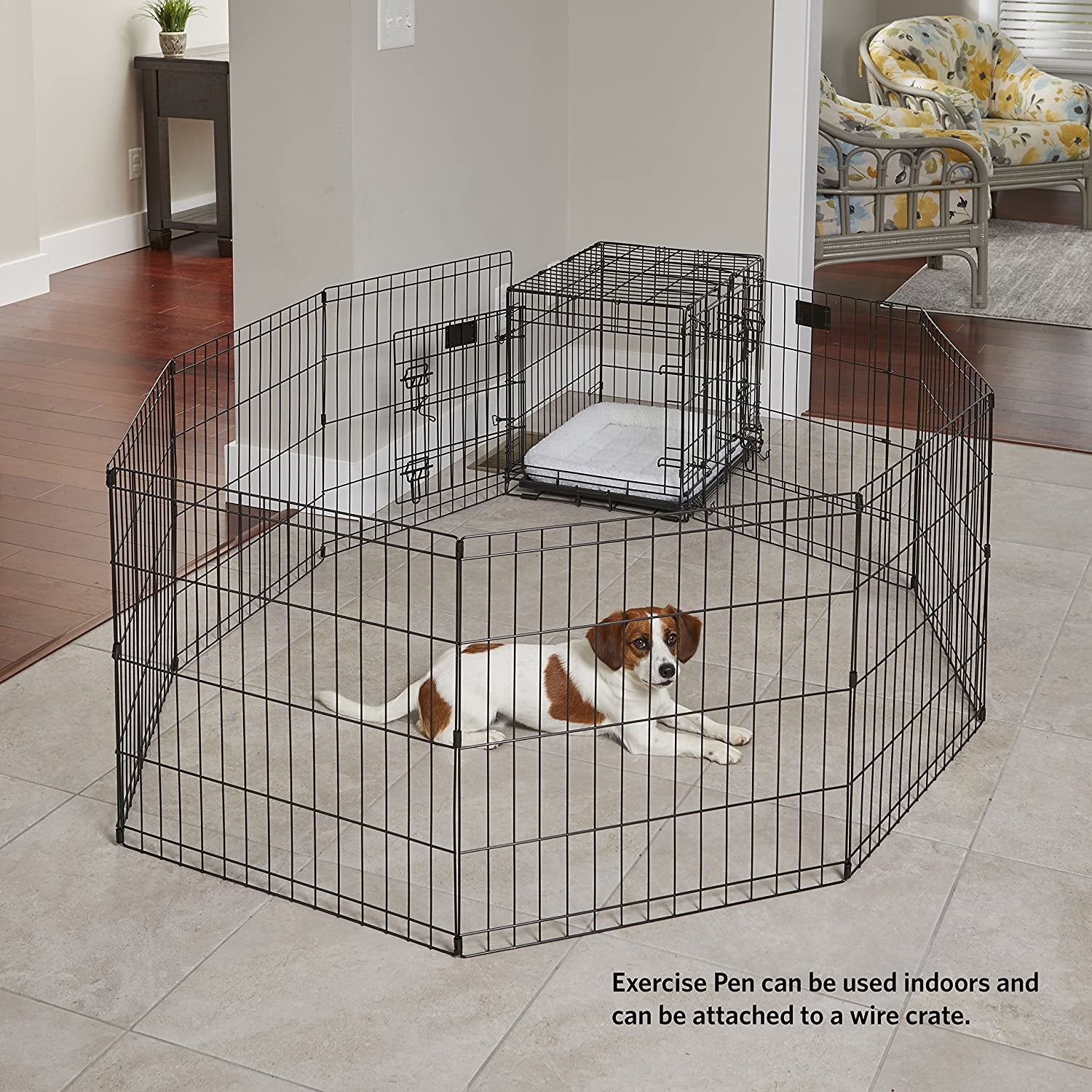 Midwest Foldable Metal Dog Exercise Pen – Portable Pet Playpen, Durable & Secure Outdoor/Indoor Dog Exercise Enclosure