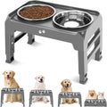 Adjustable Height Elevated Dog Bowls: 2 Thick 50Oz Stainless Bowls for Large & Medium Dogs, Black