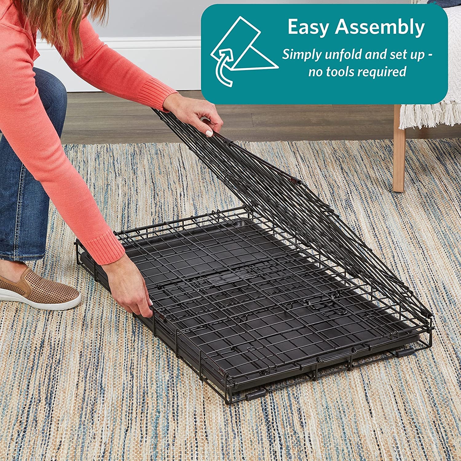 Midwest Double Door Enhanced Crate – Various-Sized Dog Crate with Leak-Proof Pan, Divider Panel, Patented Features, and Floor-Protecting Feet