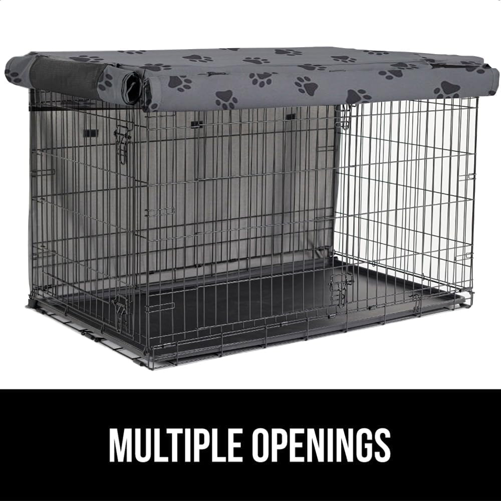 Gorilla Grip Heavy Duty Dog Crate Cover - Privacy Cover with Mesh Windows, Fits 30" Wire Crates, Washable, Paw Design