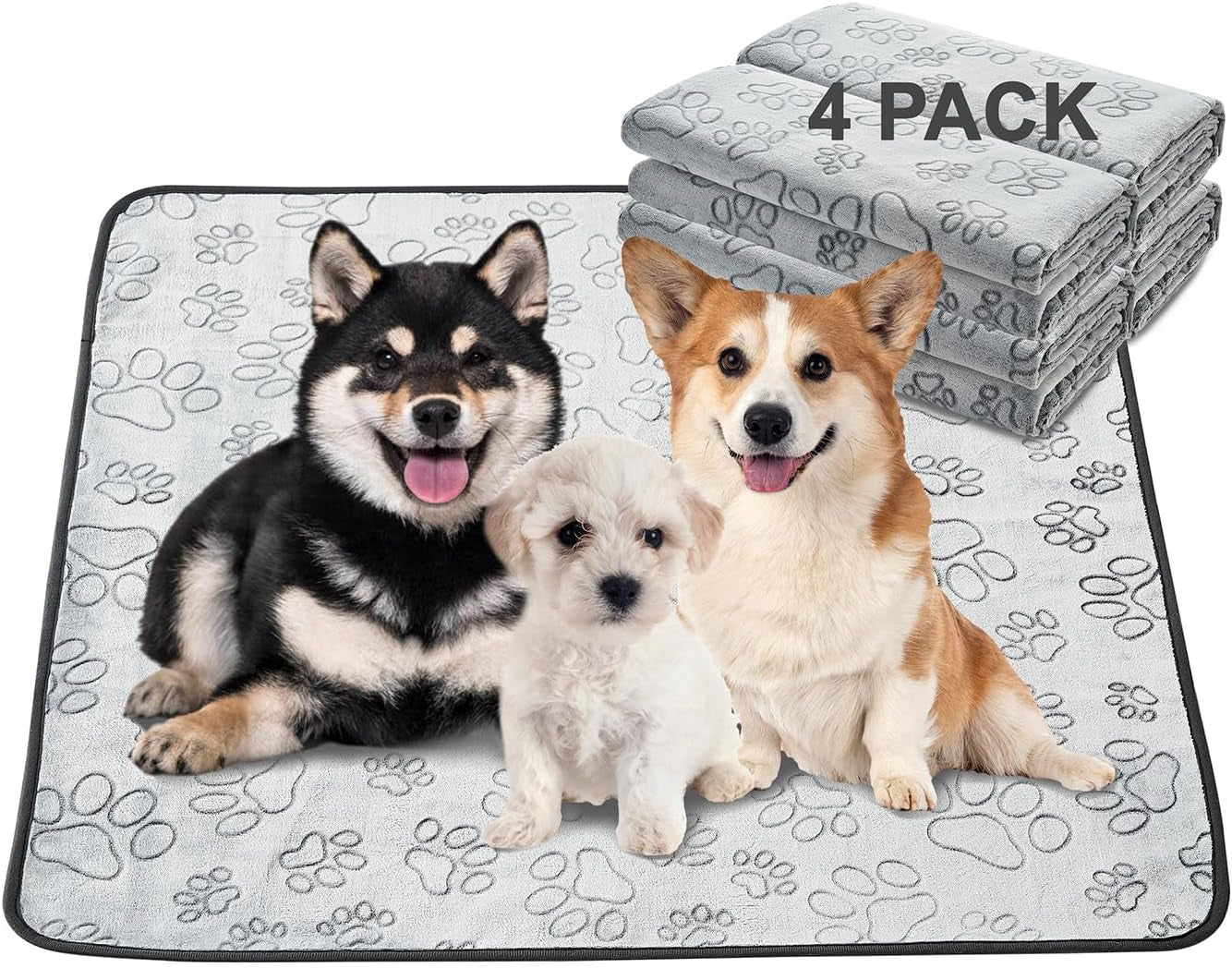 Qeils Reusable Washable Puppy Pads - 2 Pack Waterproof Non-Slip, Absorbent Training Mats for Crates, Playpens
