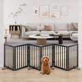 Wooden Foldable Dog Gate, Freestanding Multi-Panel Indoor Pet Gate, Extra Wide 24
