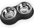 Double Dog Bowls - Stainless Steel, Non-Slip Resin Station, for Puppies, Medium Dogs