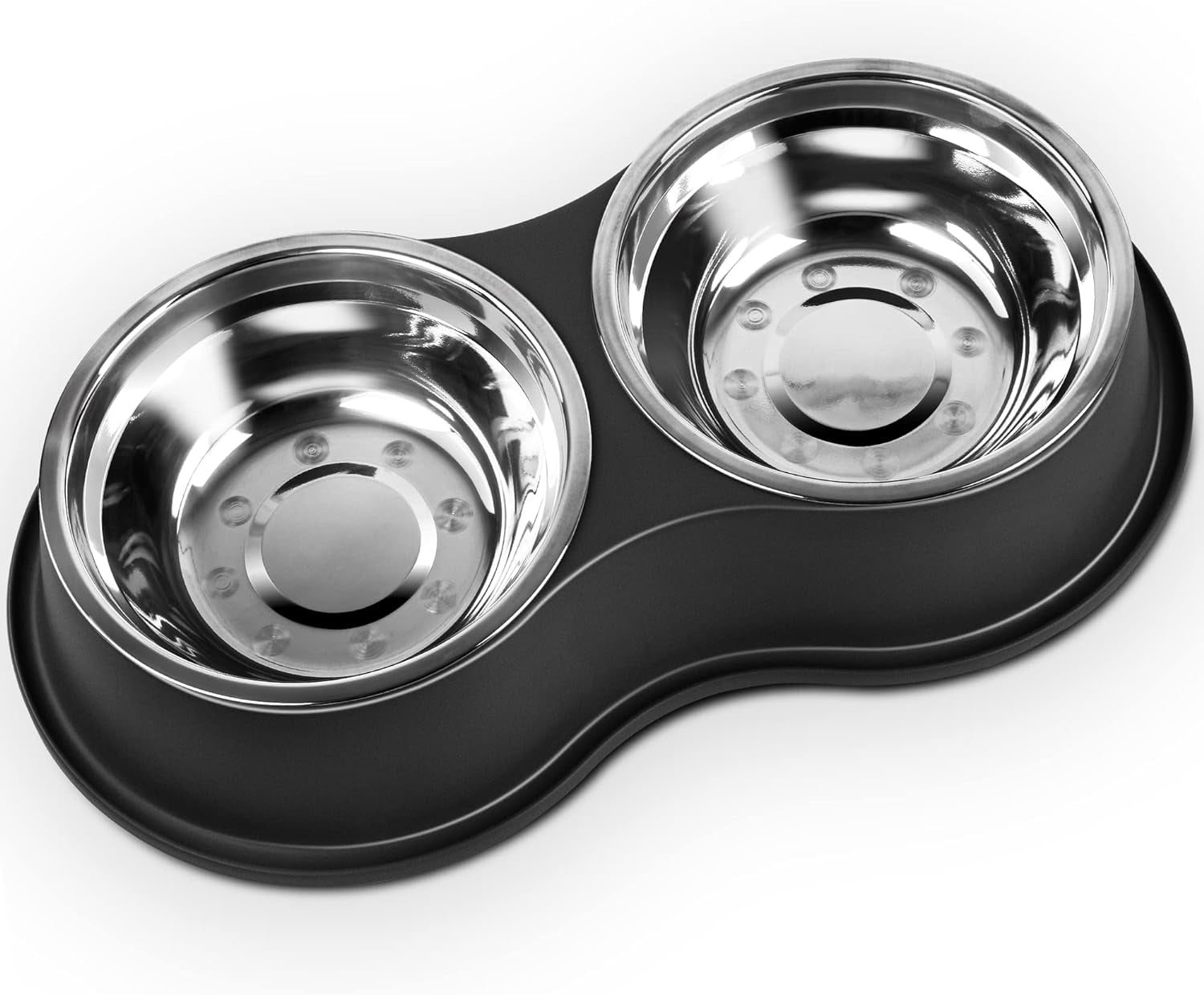 Double Dog Bowls - Stainless Steel, Non-Slip Resin Station, for Puppies, Medium Dogs