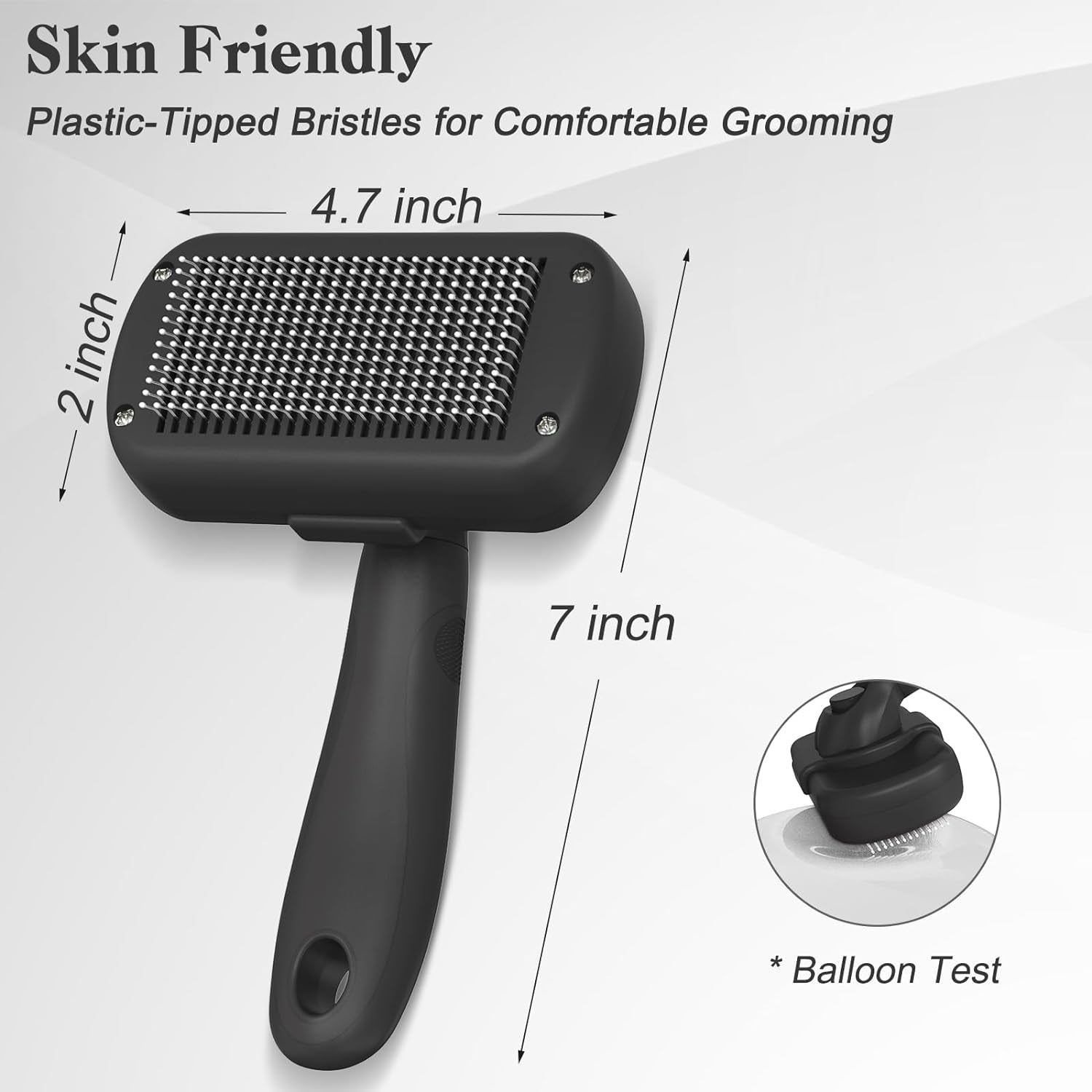 Self-Cleaning Slicker Brush for Dogs & Cats - Gentle Grooming Brush for Shedding & Deshedding, Black