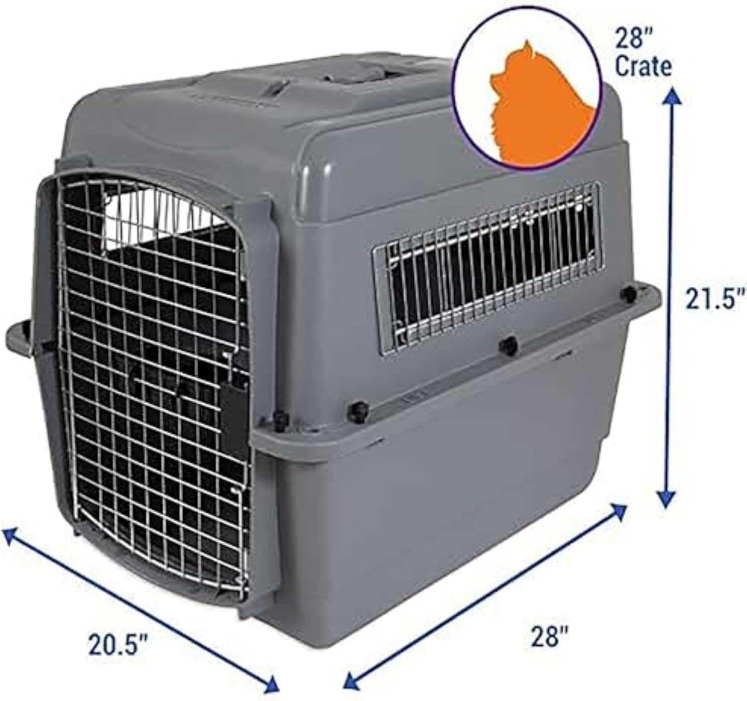 Petmate Sky Kennel - 28 Inch IATA Compliant Dog Crate, Perfect for Pets 15-30 lbs, Made in USA