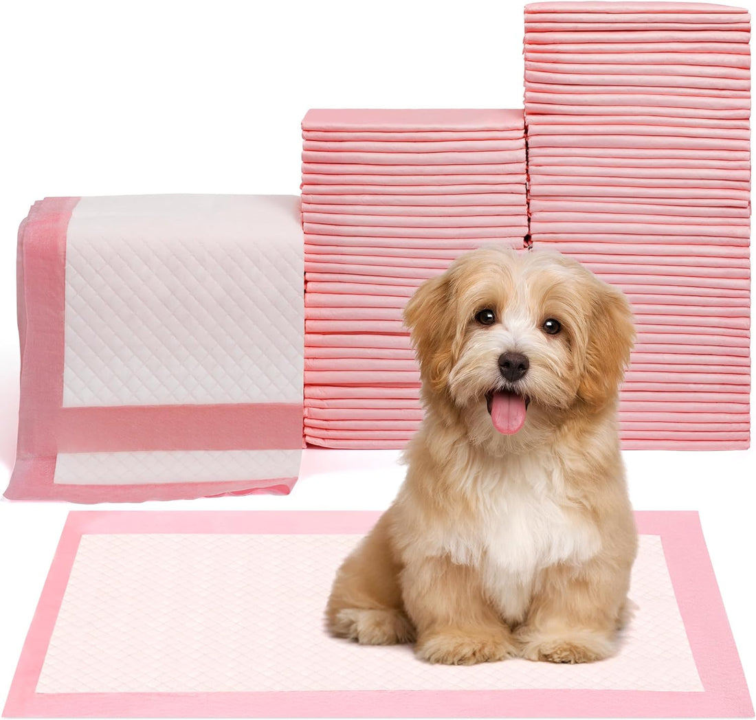 Ultra Absorbent Disposable Puppy Pee Pads – 100-Pack 18"x13" Leak-Proof, Quick-Dry Pet Training Pads for Dogs, Pink