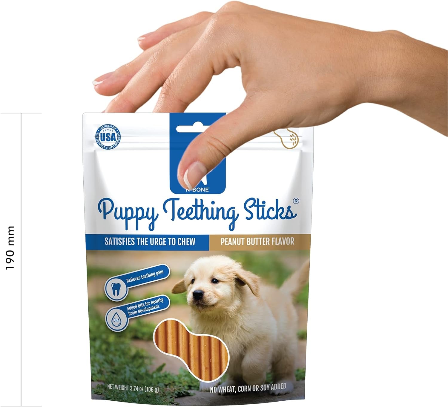 N-Bone Puppy Teething Sticks Peanut Butter Flavor, 3.74-Oz Bag