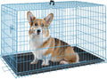 FDW Folding Metal Dog Crate with Double Door, Divider Panel & Leak-Proof Tray - Portable Kennel for Large Dogs,